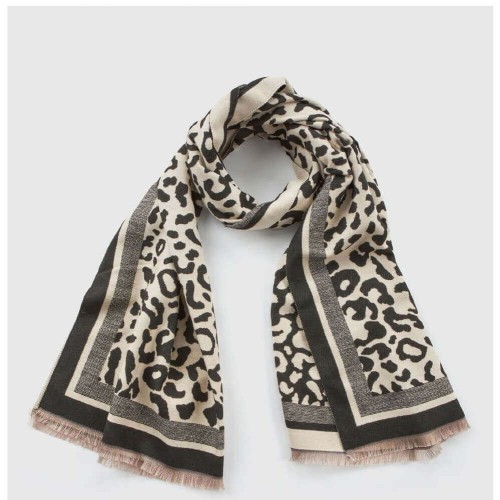 G7924L Γυναικεία Πασμίνα VERDE Animal Print