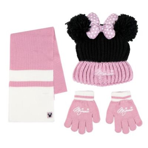 P7056P Girl's Cap-Gloves-Scarf Set DISNEY MINNIE Pink P7056P Girl's Cap-Gloves-Scarf Set DISNEY MINNIE Pink