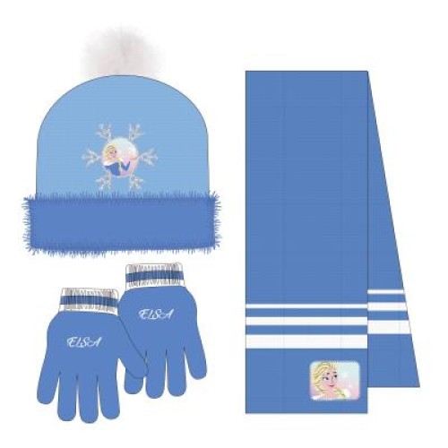 P7057LB Girl's Cap-Gloves-Scarf Set DISNEY FROZEN Light Blue P7057LB Girl's Cap-Gloves-Scarf Set DISNEY FROZEN Light Blue