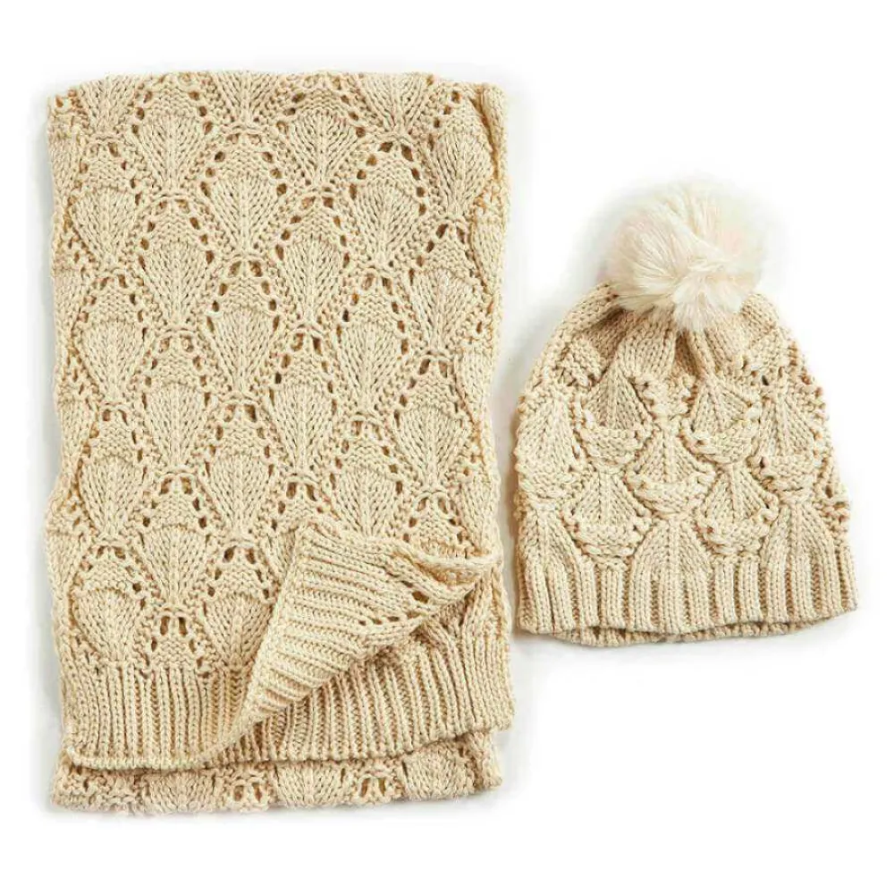 G7765BE Woman's Set Cap-Scarf Verde Beige G7765BE Woman's Set Cap-Scarf Verde Beige