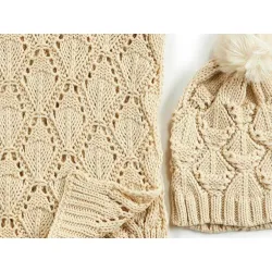 G7765BE Woman's Set Cap-Scarf Verde Beige G7765BE Woman's Set Cap-Scarf Verde Beige