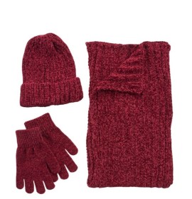 G7904BO Woman's Set Cap-Scarf Verde Bordeaux