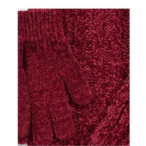 G7904BO Γυναικείο Σετ Σκούφος-Κασκόλ Verde Μπορντό