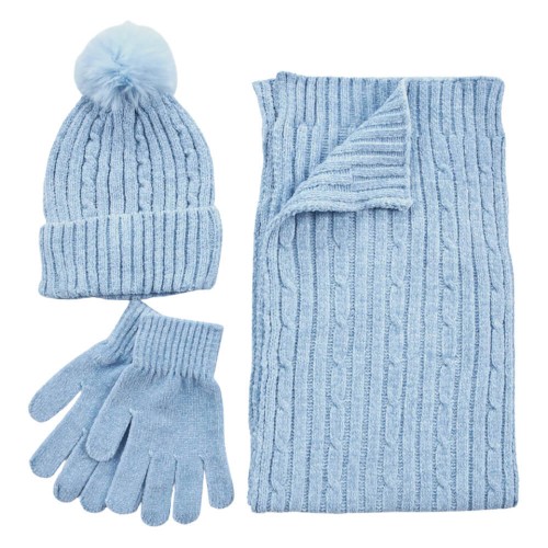 G7911LB Γυναικείο Σετ Σκούφος-Κασκόλ VERDE Σιέλ