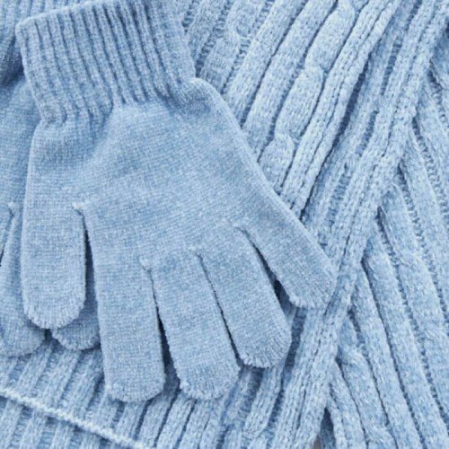 G7911LB Γυναικείο Σετ Σκούφος-Κασκόλ VERDE Σιέλ