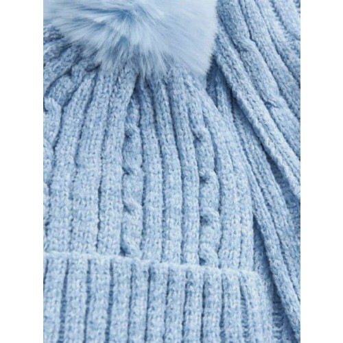 G7911LB Γυναικείο Σετ Σκούφος-Κασκόλ VERDE Σιέλ