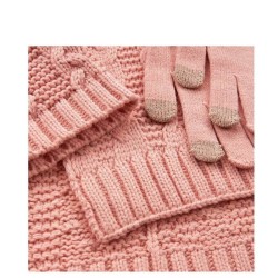 G7912P Γυναικείο Σετ Σκούφος-Κασκόλ-Γάντια VERDE Ροζ