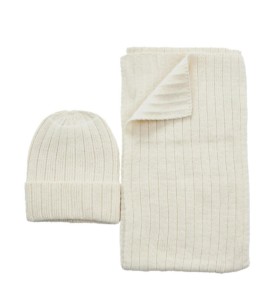 G7925E Γυναικείο Σετ Σκούφος-Κασκόλ VERDE Εκρού