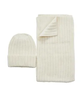 G7925E Γυναικείο Σετ Σκούφος-Κασκόλ VERDE Εκρού