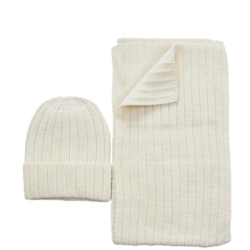 G7925E Γυναικείο Σετ Σκούφος-Κασκόλ VERDE Εκρού