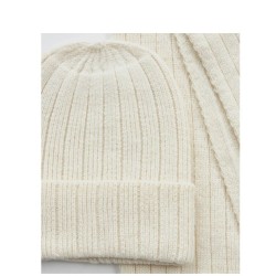 G7925E Γυναικείο Σετ Σκούφος-Κασκόλ VERDE Εκρού