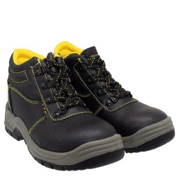 A029B Leather Work Boots With Iron In Front Black 