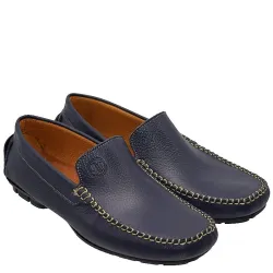 A333BL Ανδρικό Δερμάτινο Μοκασίνι Μπλε