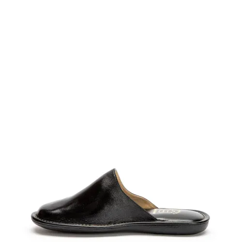 A6230B Ανδρική  Δερμάτινη Ανατομική Παντόφλα FAME Μαύρο