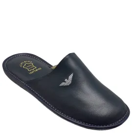 A6558BL Men's Leather Anatomical Slippers FAME Blue