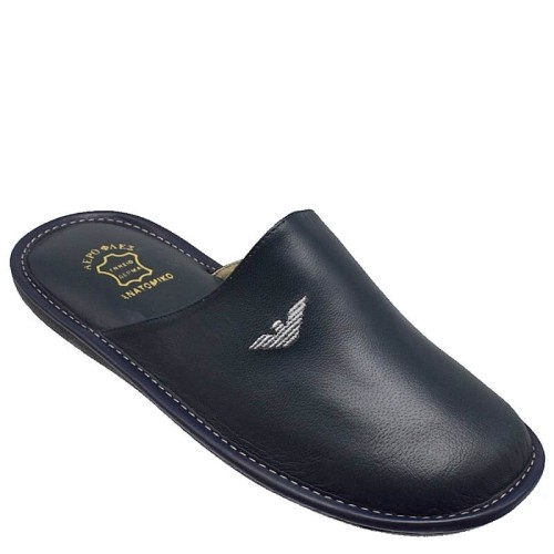 A6558BL Men's Leather Anatomical Slippers FAME Blue A6558BL Men's Leather Anatomical Slippers FAME Blue