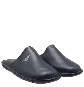 A6558BL Men's Leather Anatomical Slippers FAME Blue