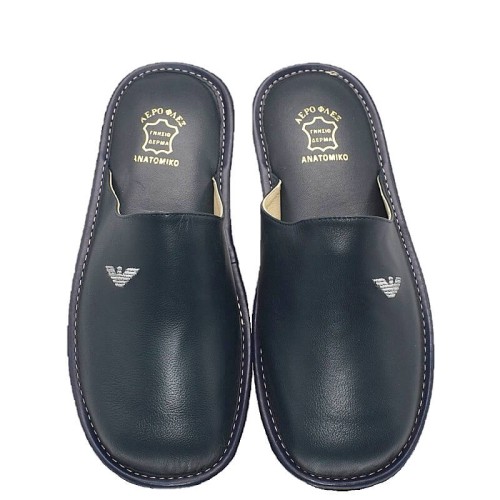A6558BL Men's Leather Anatomical Slippers FAME Blue A6558BL Men's Leather Anatomical Slippers FAME Blue