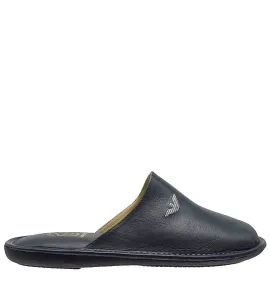 A6558BL Men's Leather Anatomical Slippers FAME Blue