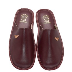 A6558BO Men's Leather Anatomical Slippers FAME Bordeaux