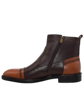 A6581BR Ανδρικό  Δερμάτινο  Μποτάκι  GALE Kαφέ