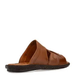 A662BR Ανδρική Δερμάτινη Ανατομική Παντόφλα GALE Καφέ