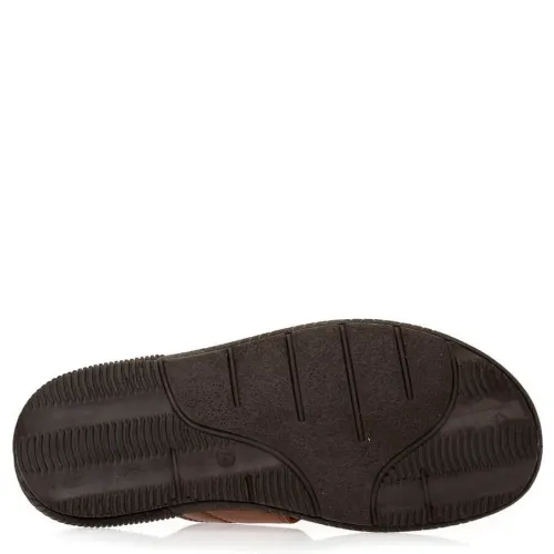 A662BR Ανδρική Δερμάτινη Ανατομική Παντόφλα GALE Καφέ