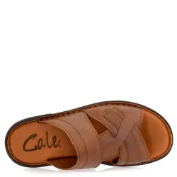 A662BR Ανδρική Δερμάτινη Ανατομική Παντόφλα GALE Καφέ