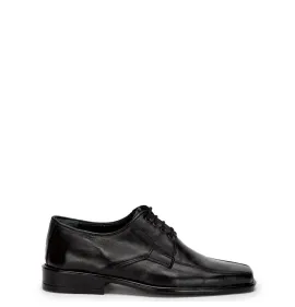 A6702B Ανδρικό Δερμάτινο Σκαρπίνι Κορδόνι Μαύρο