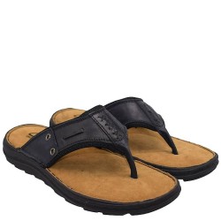 A683B Men's Leather Anatomical Slippers GALE Black