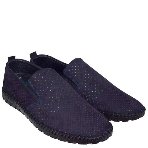 A726BL Men's Leather Moccasins GALE Blue A726BL Men's Leather Moccasins GALE Blue