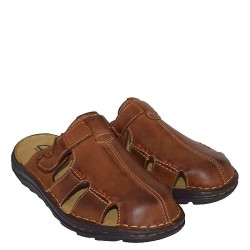 A740T Men's Leather Anatomical Slippers GALE Tan