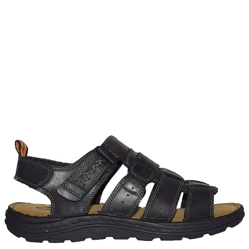 A743B Ανδρικό Δερμάτινο Πέδιλο GALE Μαύρο