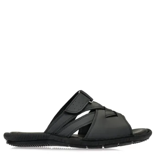 A753B Ανδρική Δερμάτινη Ανατομική Παντόφλα GALE Μαύρο