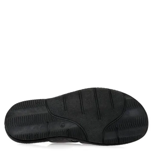 A753B Ανδρική Δερμάτινη Ανατομική Παντόφλα GALE Μαύρο