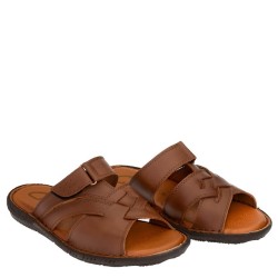 A753BR Men's Leather Anatomical Slippers GALE Brown