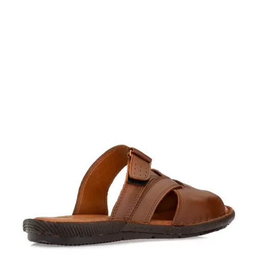 A753BR Ανδρική Δερμάτινη Ανατομική Παντόφλα GALE Καφέ