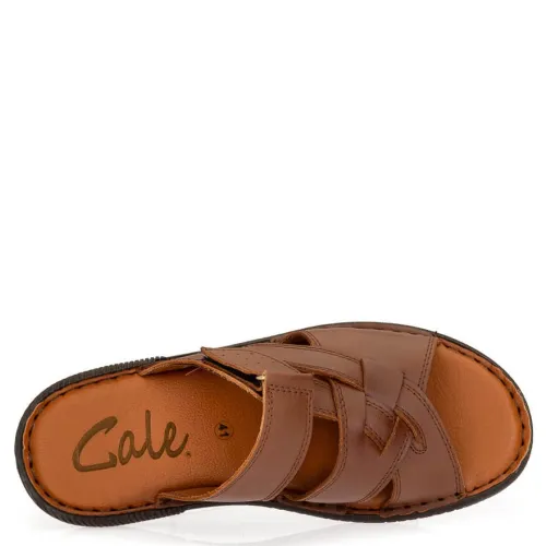 A753BR Ανδρική Δερμάτινη Ανατομική Παντόφλα GALE Καφέ