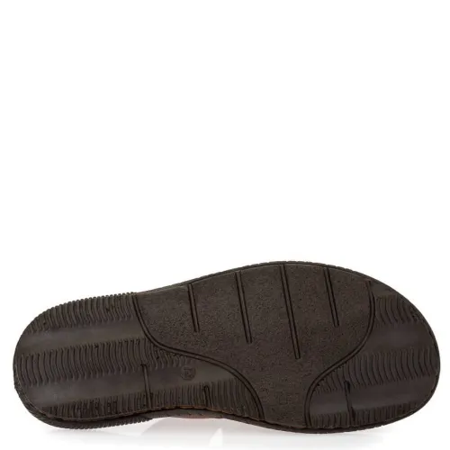 A753BR Ανδρική Δερμάτινη Ανατομική Παντόφλα GALE Καφέ