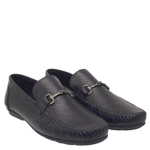 A783B Ανδρικό Δερμάτινο Μοκασίνι GALE Μαύρο