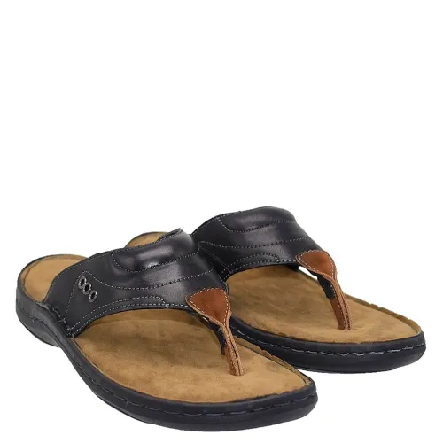 A793B Ανδρική Δερμάτινη Ανατομική Παντόφλα GALE Μαύρο