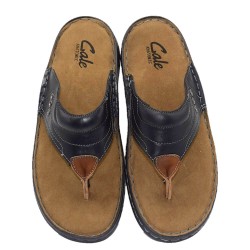 A793B Men's Leather Anatomical Slippers GALE Black
