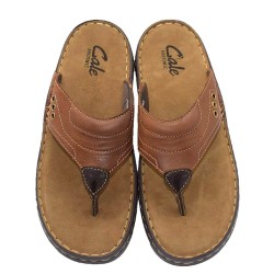 A793T Men's Leather Anatomical Slippers GALE Tan