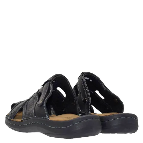 A794B Ανδρική Δερμάτινη Ανατομική Παντόφλα GALE Μαύρο