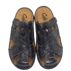 A794B Men's Leather Anatomical Slippers GALE Black