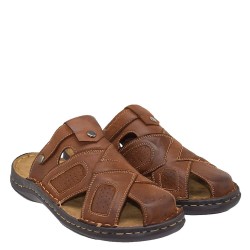 A794T Men's Leather Anatomical Slippers GALE Tan