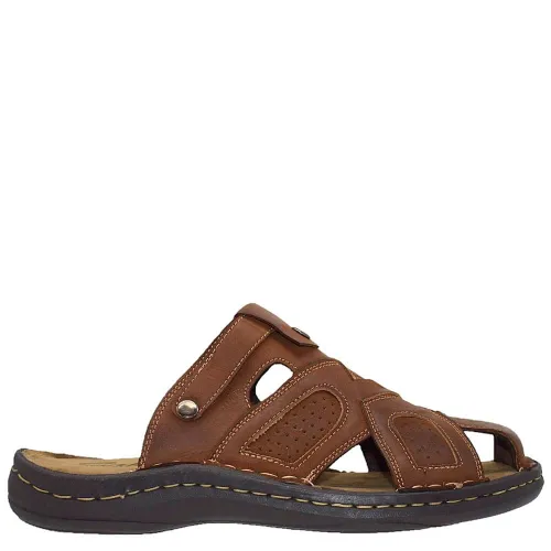 A794T Ανδρική Δερμάτινη Ανατομική Παντόφλα GALE Ταμπά