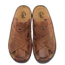 A794T Men's Leather Anatomical Slippers GALE Tan