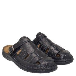 A795B Men's Leather Anatomical Slippers GALE Black