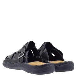 A795B Ανδρική Δερμάτινη Ανατομική Παντόφλα GALE Μαύρο